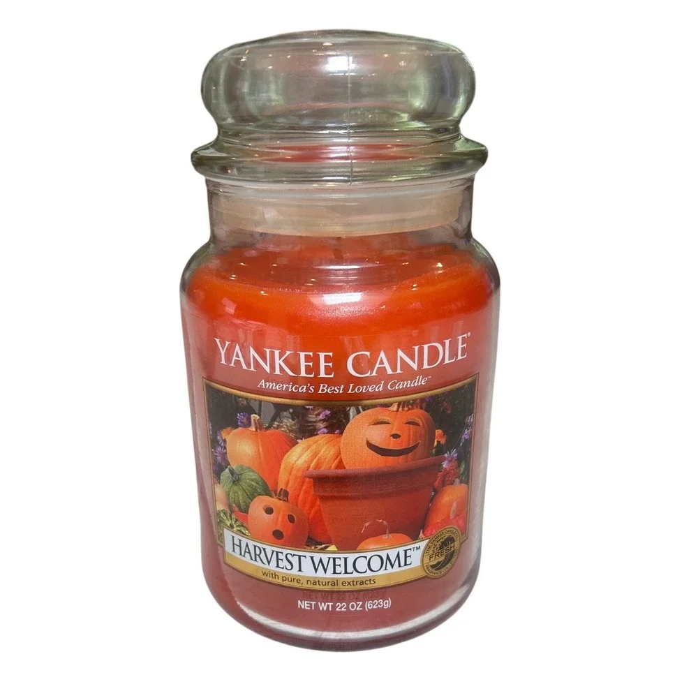 Yankee Candle rare Harvest Welcome Large Jar Candle 22 oz Orange Fall Scent